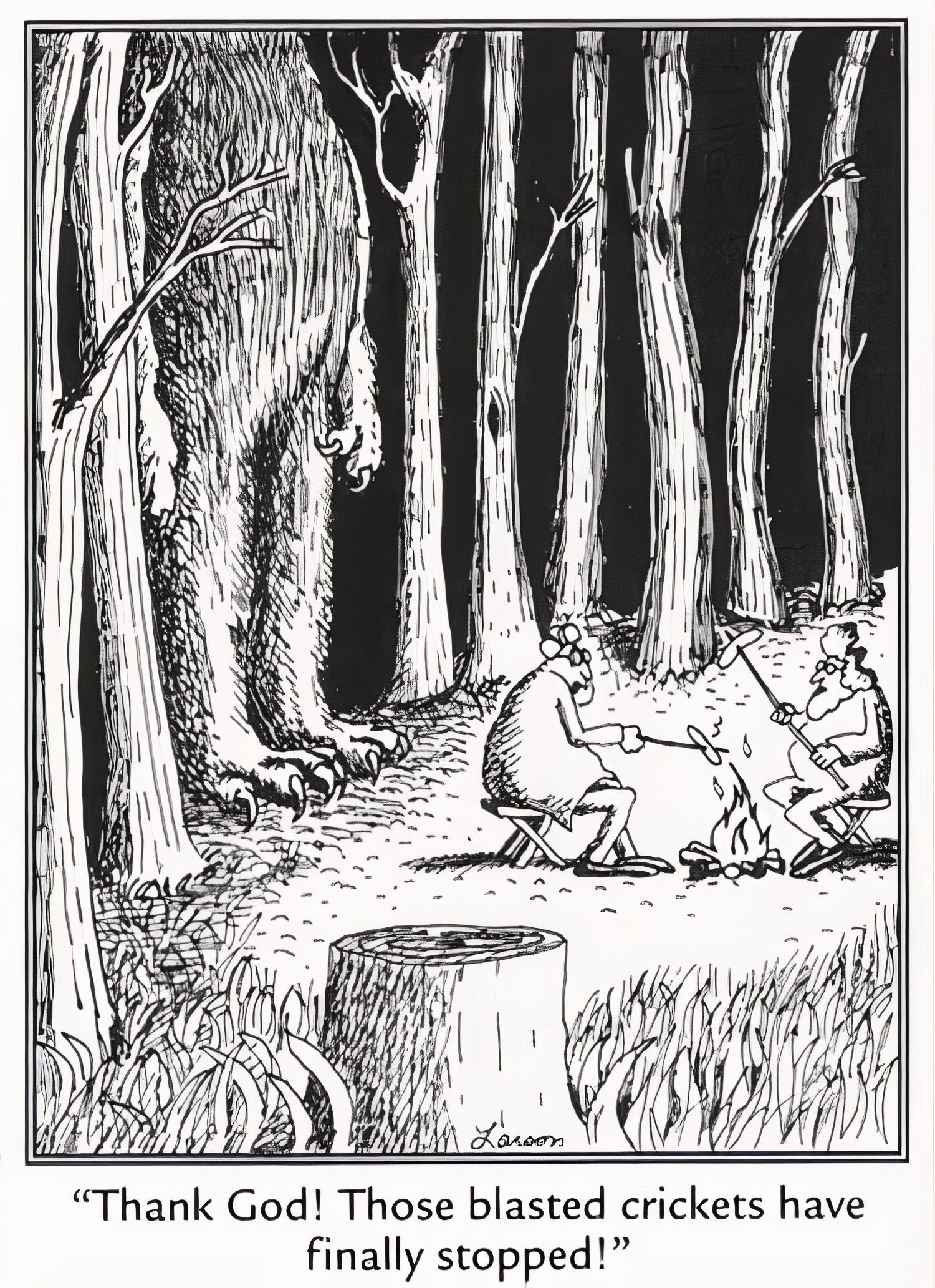 Far Side Monster in the Woods