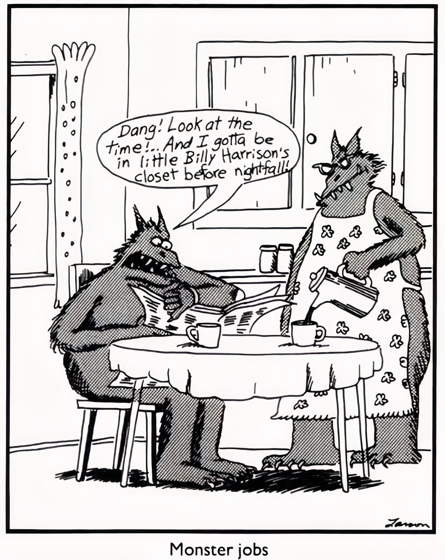 Far Side Closet Monster Day Job