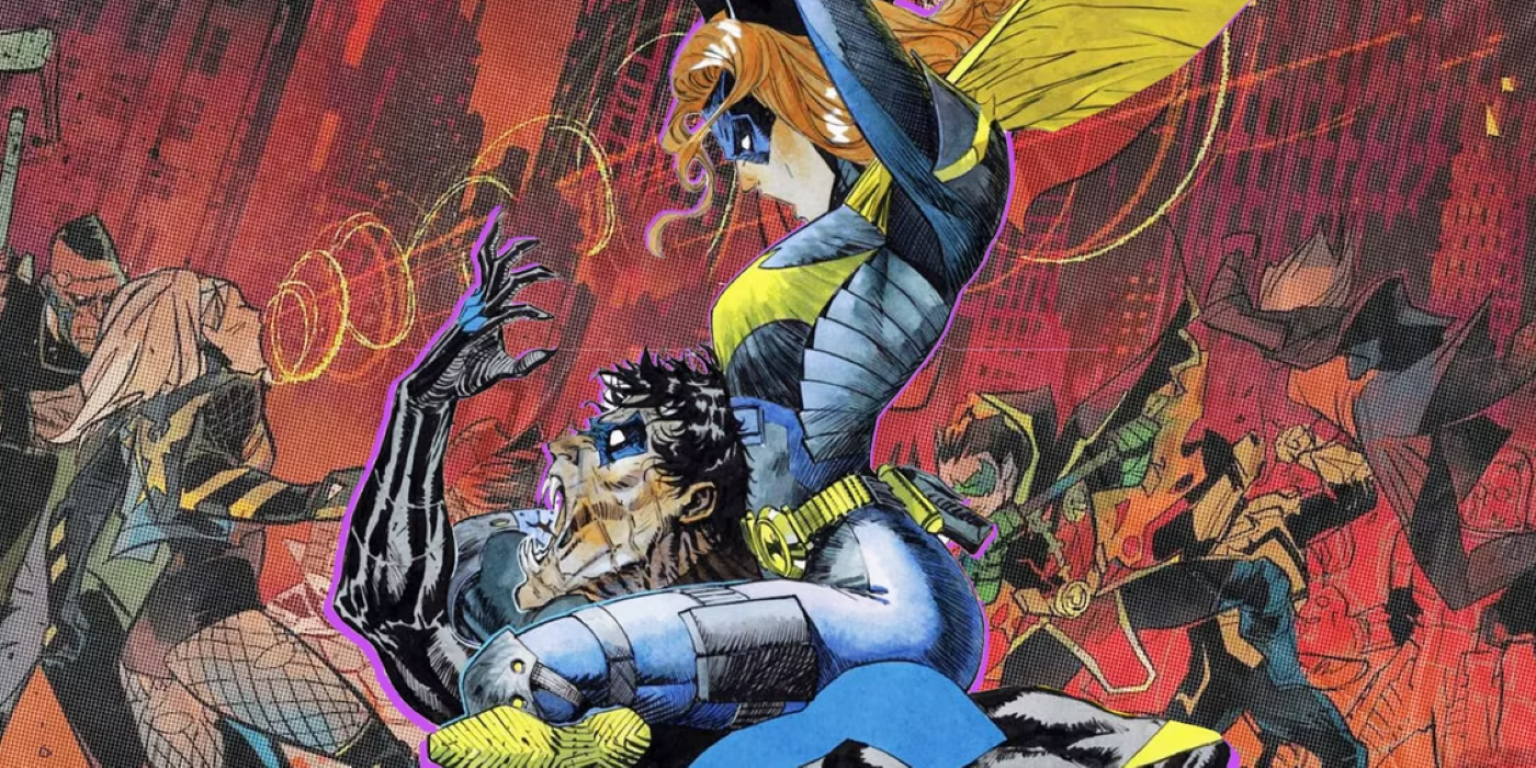 5 DC Characters Who Actually Killed Superman (& 5 Who Came Shockingly Close) 4 Batgirl riding Nightwing's shoulders preparing to stake him, Black Canary, Robin, and the Signal fighting vampires in the background.