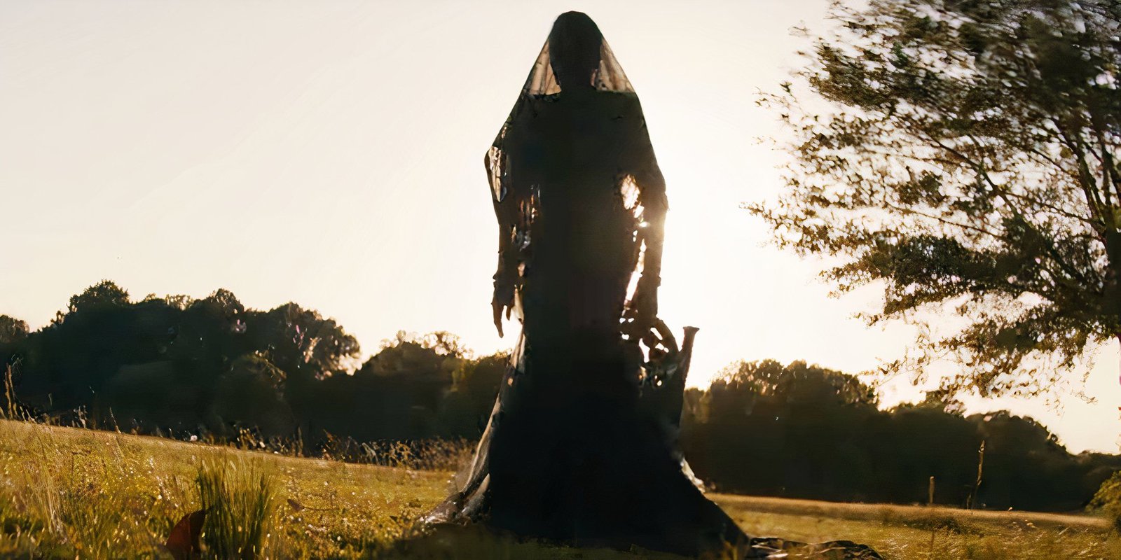 The Woman standing while silhouetted by the sun in The Woman in the Yard
