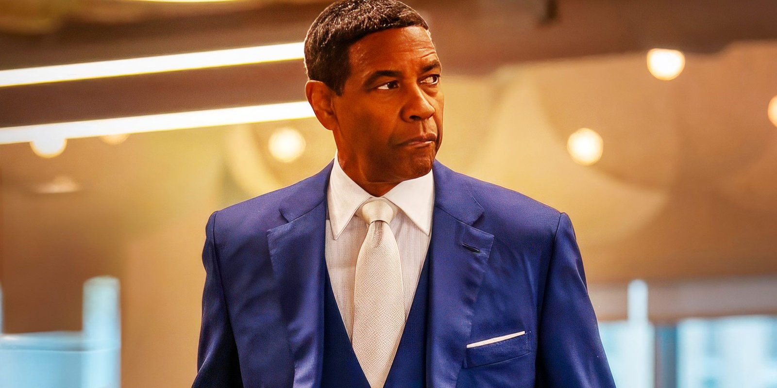 Denzel Washington's Upcoming Crime Thriller Is A Must-See If It's Truly The End Of An Era 2 Denzel Washington wearing a blue suit in Highest 2 Lowest
