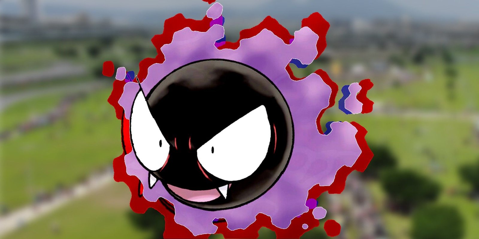 Pokemon gastly on blurred background.