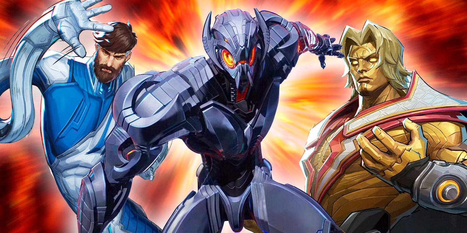 How To Play Ultron (Abilities, Ultimate, Tips & Tricks) 2 Marvel Rivals - Ultron in front of Mr Fantastic and Adam Warlock.