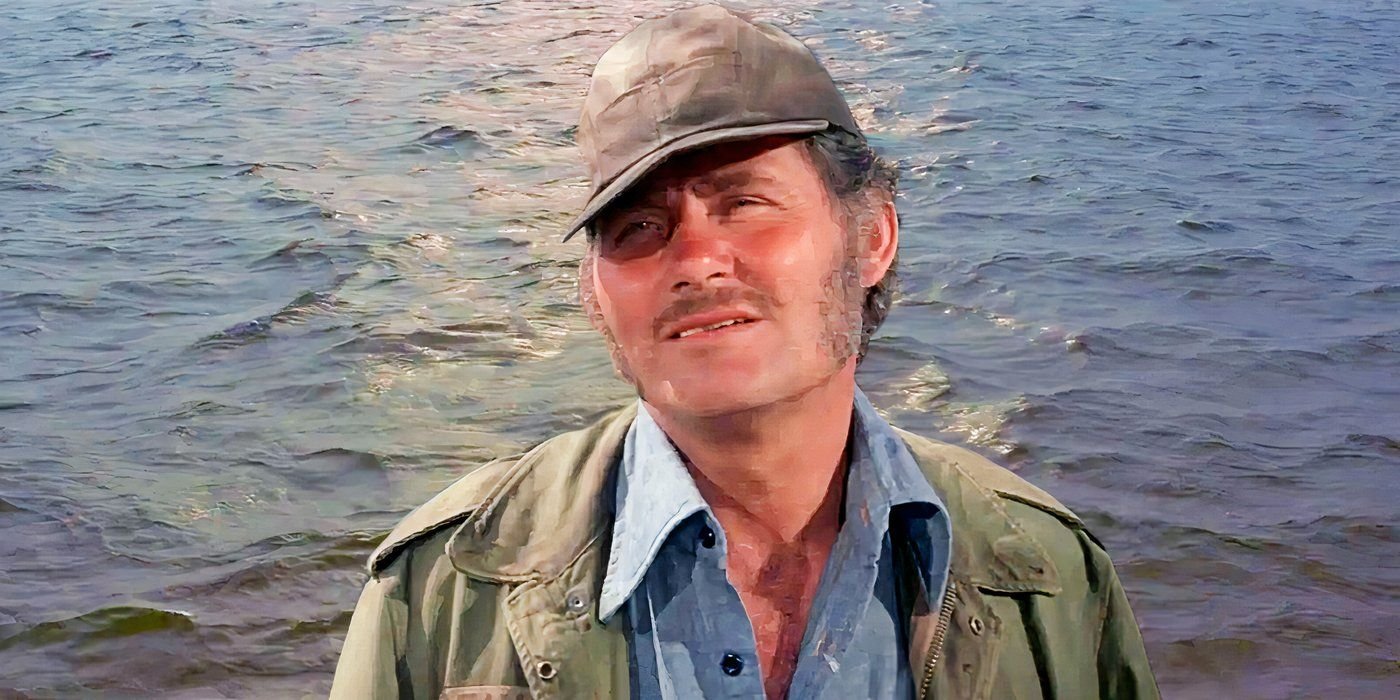 If You Love Steven Spielberg's $477 Million Blockbuster, You Should Watch This New Movie About Its Turbulent History 2 Robert Shaw sneering as Quint in the first Jaws movie custom image