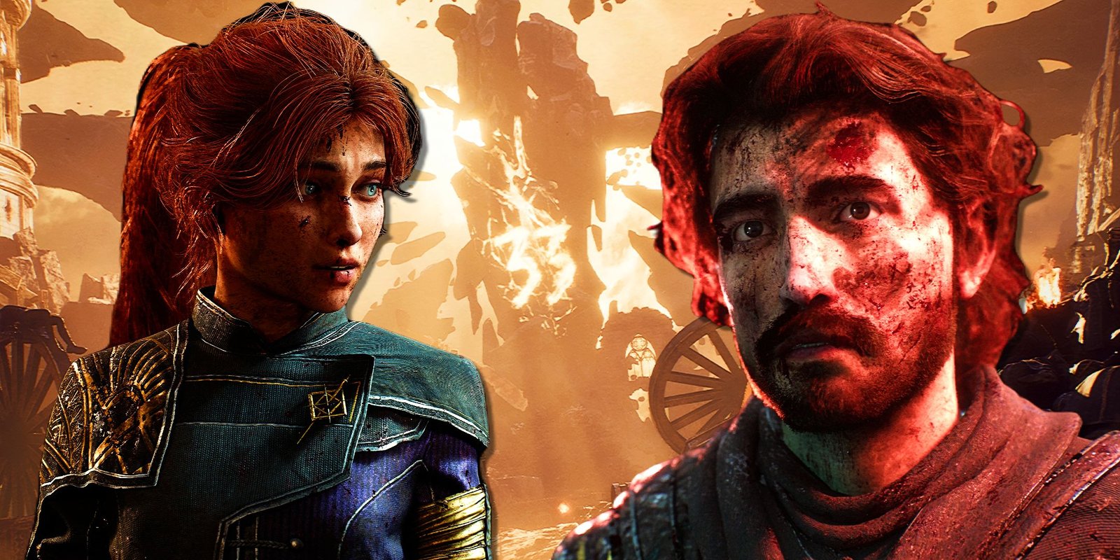 If You Missed This RPG With A 94 Score On Metacritic, Now Is The Perfect Time To Play It On Game Pass 2 Gustave and Maelle with meaningful looks in front of a fractured monolith in a collage of images from Clair Obscur Expedition 33.