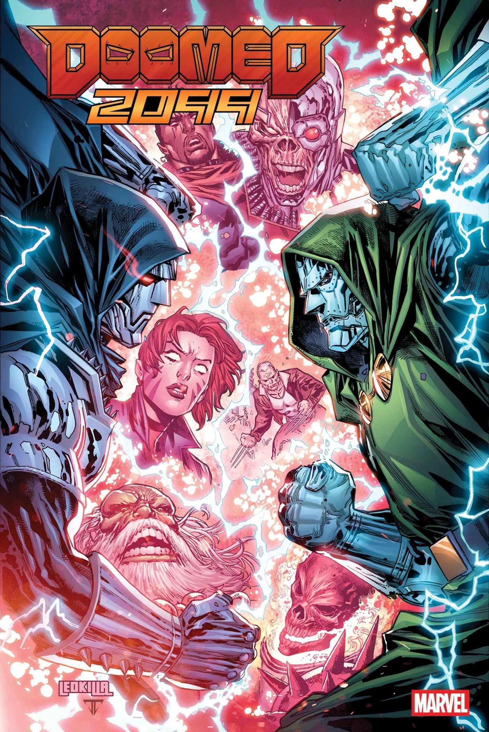Present and future Doctor Doom fight each other with the Future Avengers in Doomed 2099