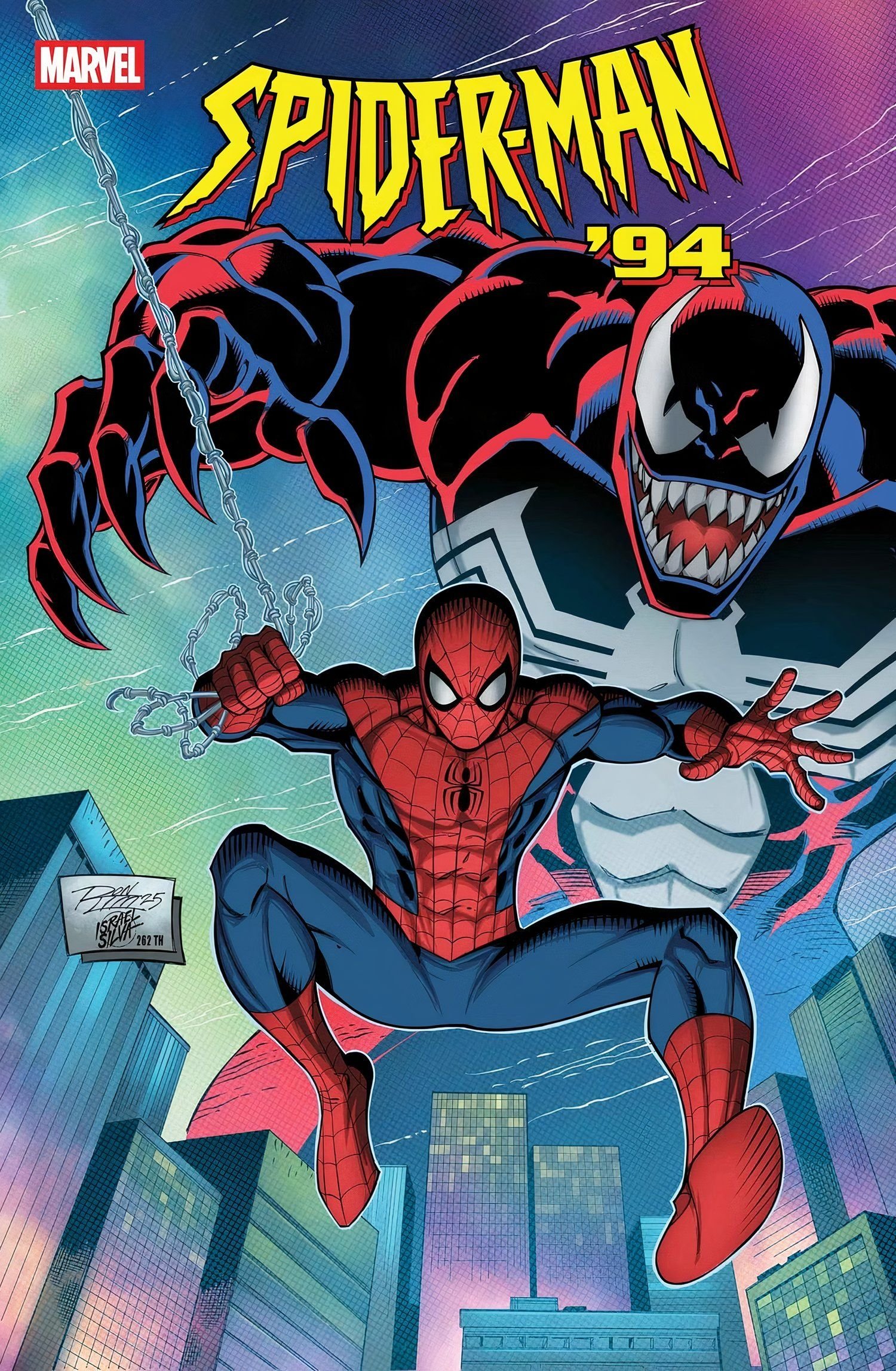 Spider-Man '94 Cover Venom Looming Behind Marvel