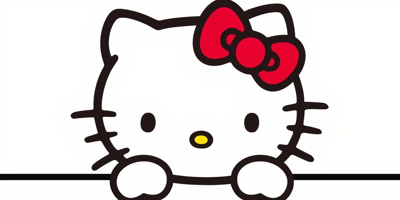 Hello Kitty grabbing the edge of a wall