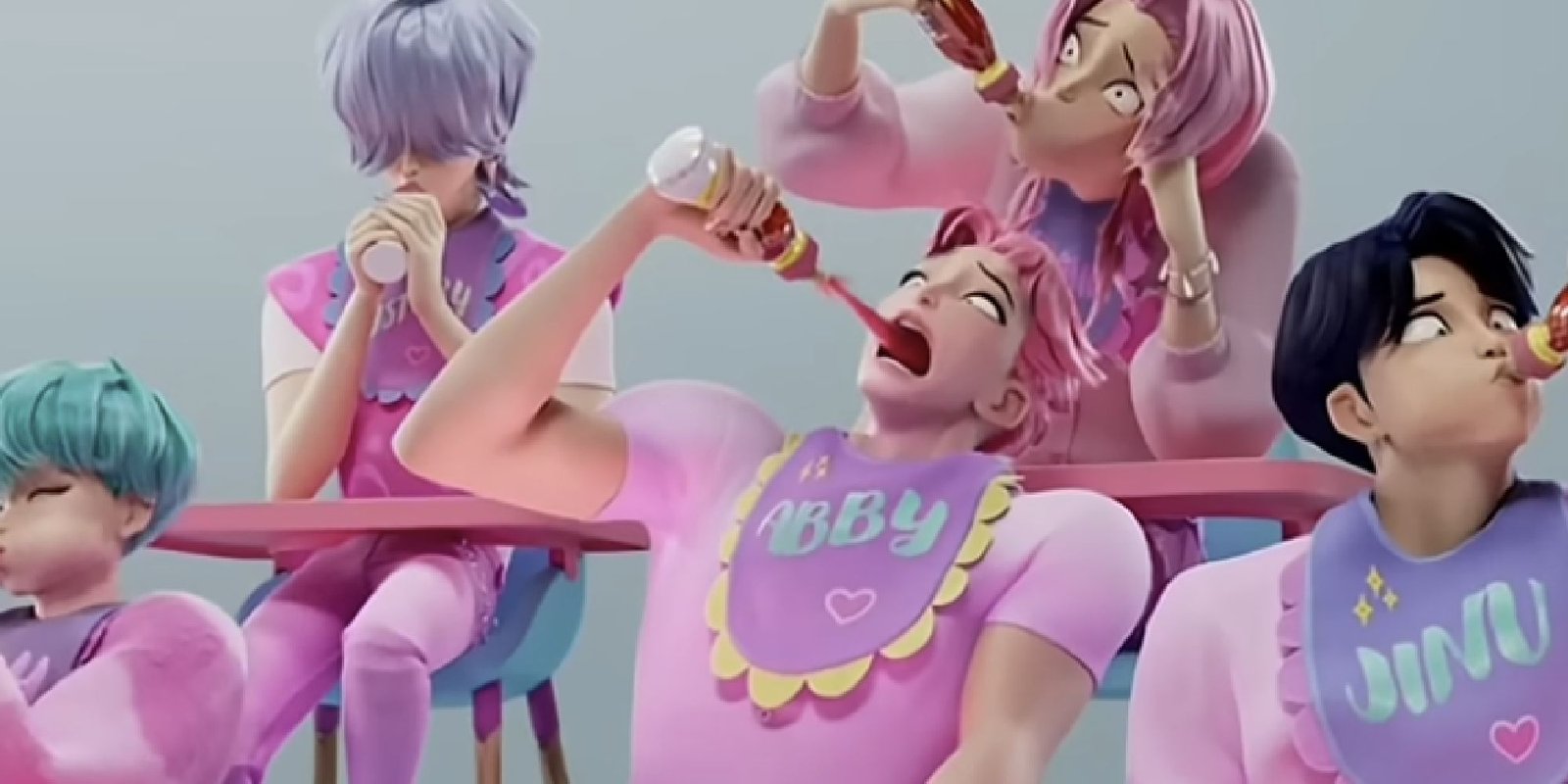 The Saja Boys chug hot sauce in KPOP Demon Hunters