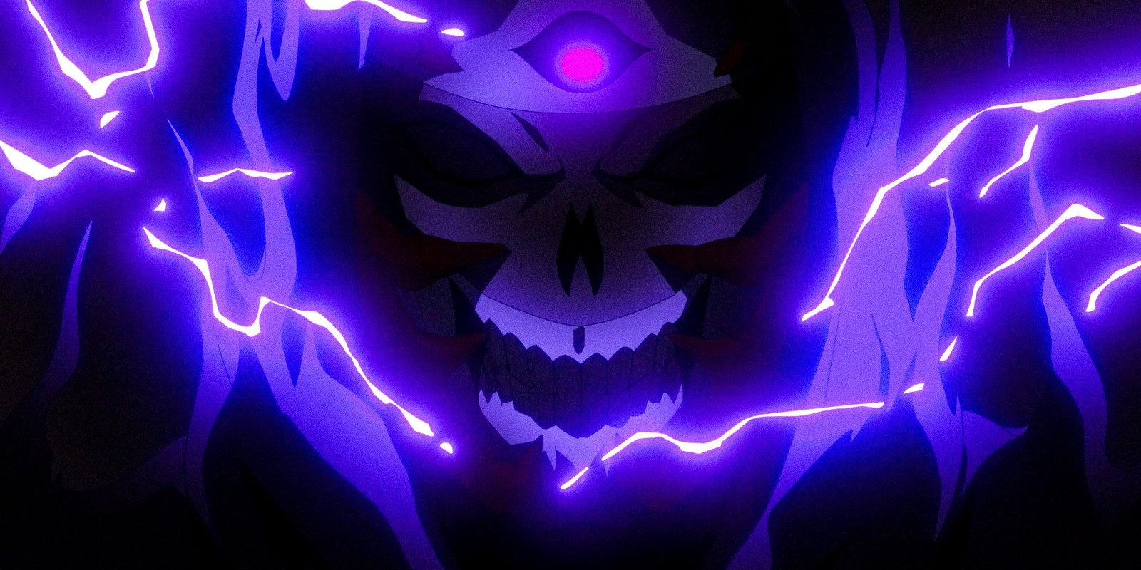 a skull with 3 eyes conjured by The Assembly in The Legend of Vox Machina - Season 3 Episode 12