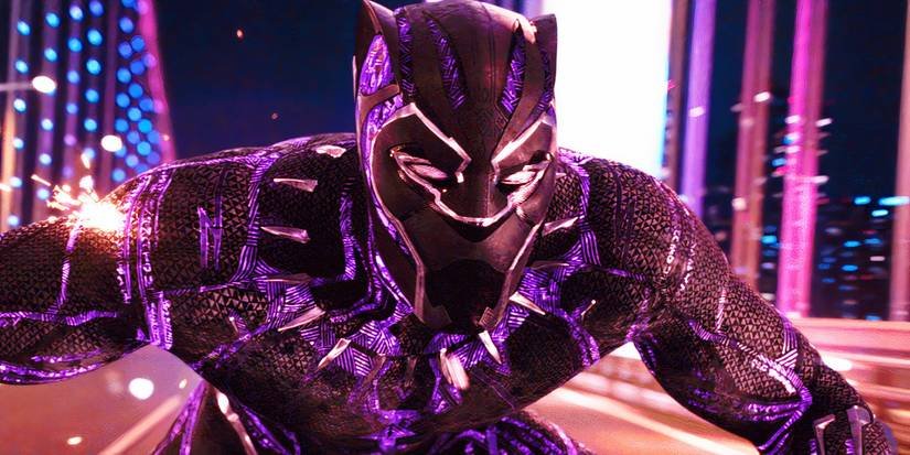 T'Challa in his vibranium costume in Black Panther