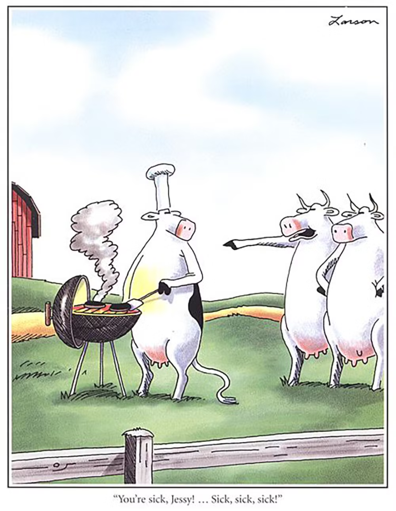 far side bbq cows