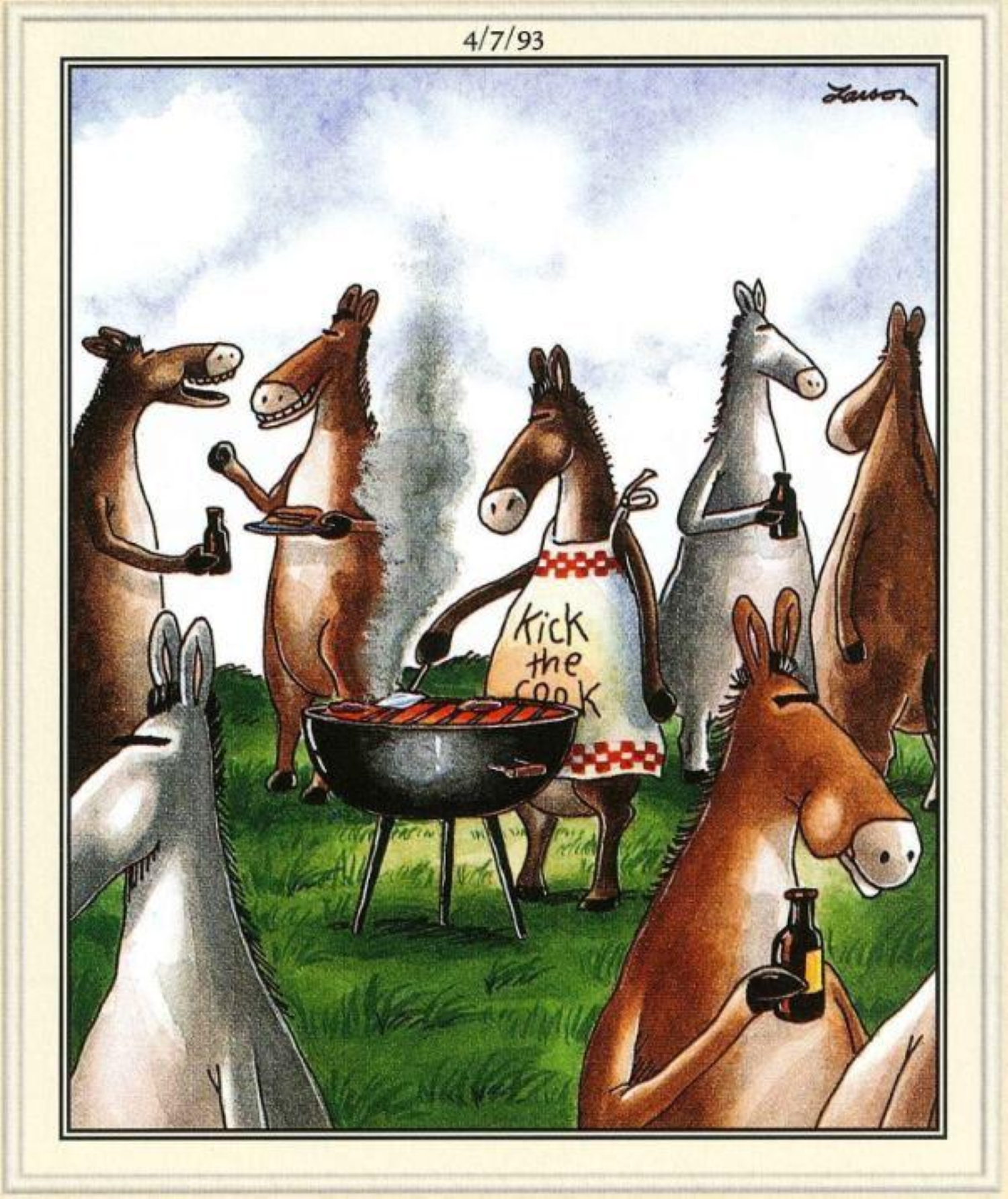 far side bbq horse