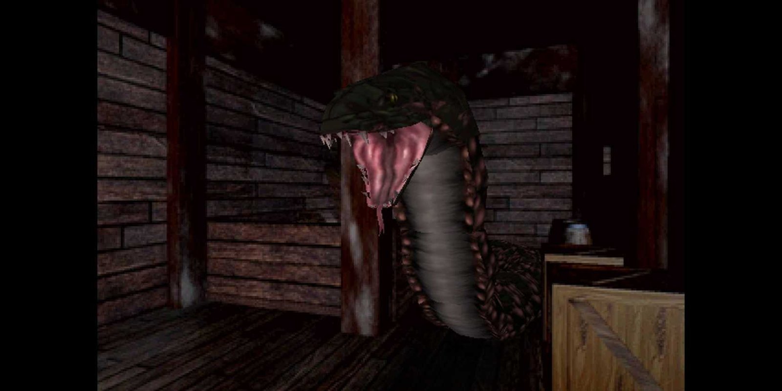 The first Yawn fight in Resident Evil 1 Classic on the PC.