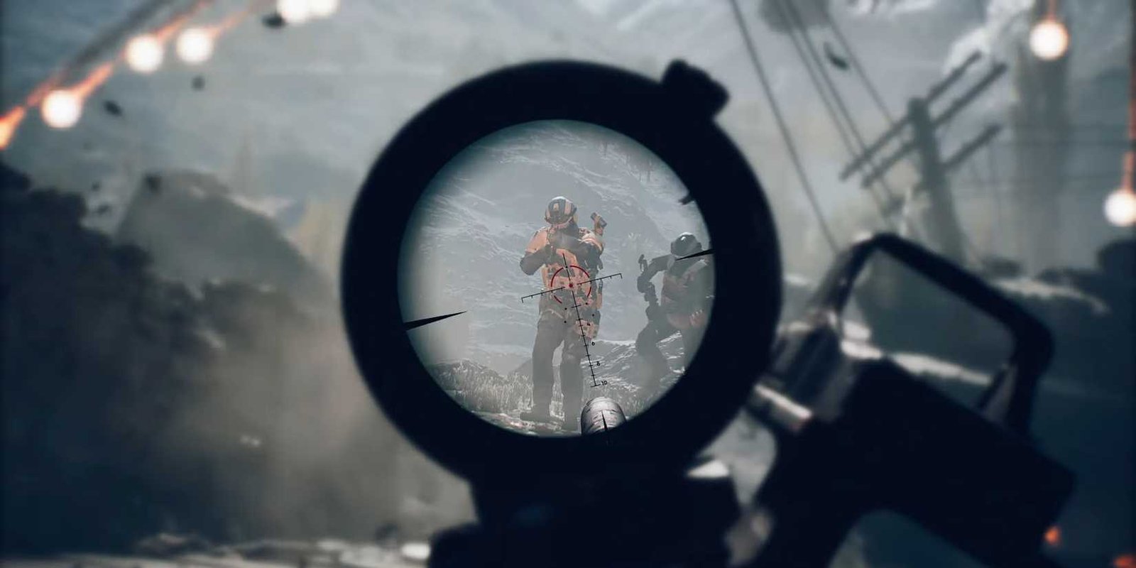 Targeting a soldier through a scope in Battlefield 6 gameplay
