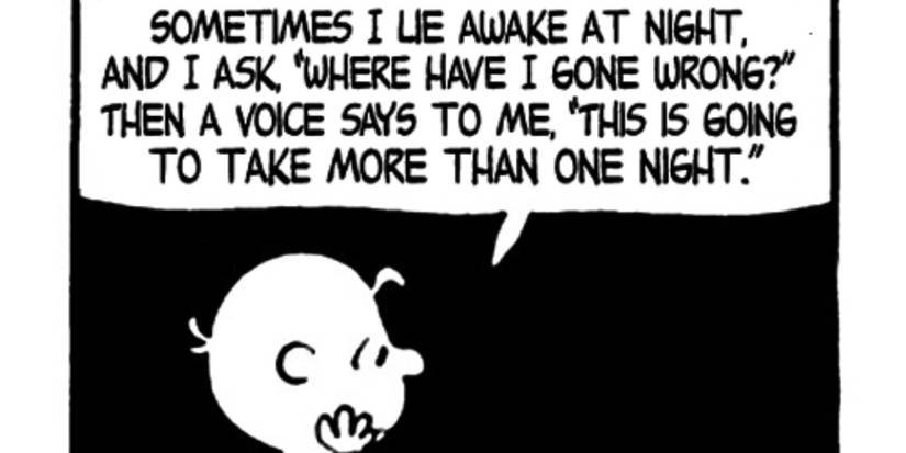 Charlie Brown: "Sometimes I lie awake at night and I ask, 'Where have I gone wrong?"