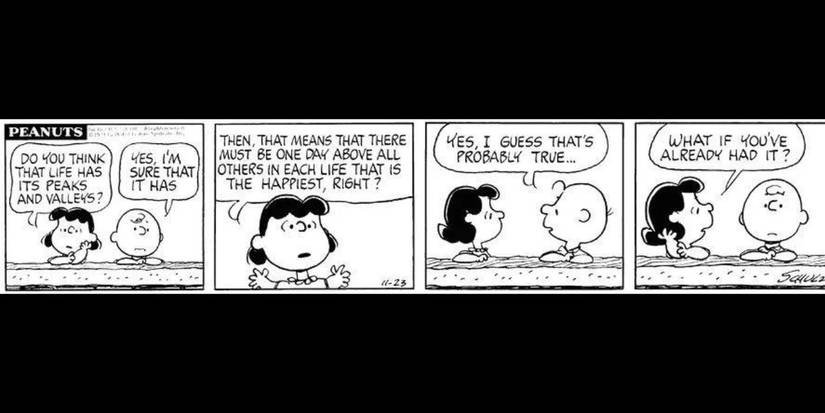 Charlie Brown and Lucy talking to each other