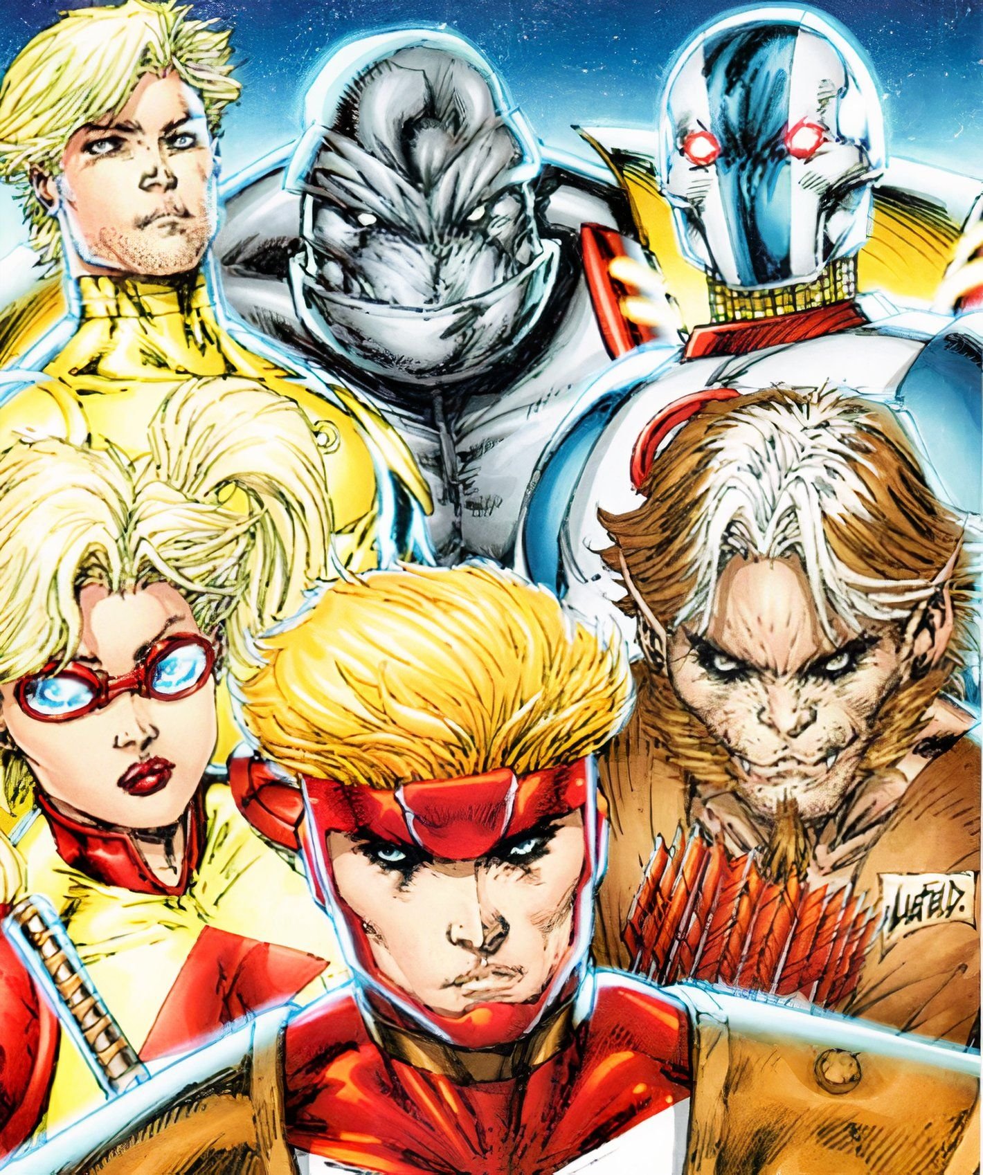 The main characters of Youngblood, against a starry backdrop.