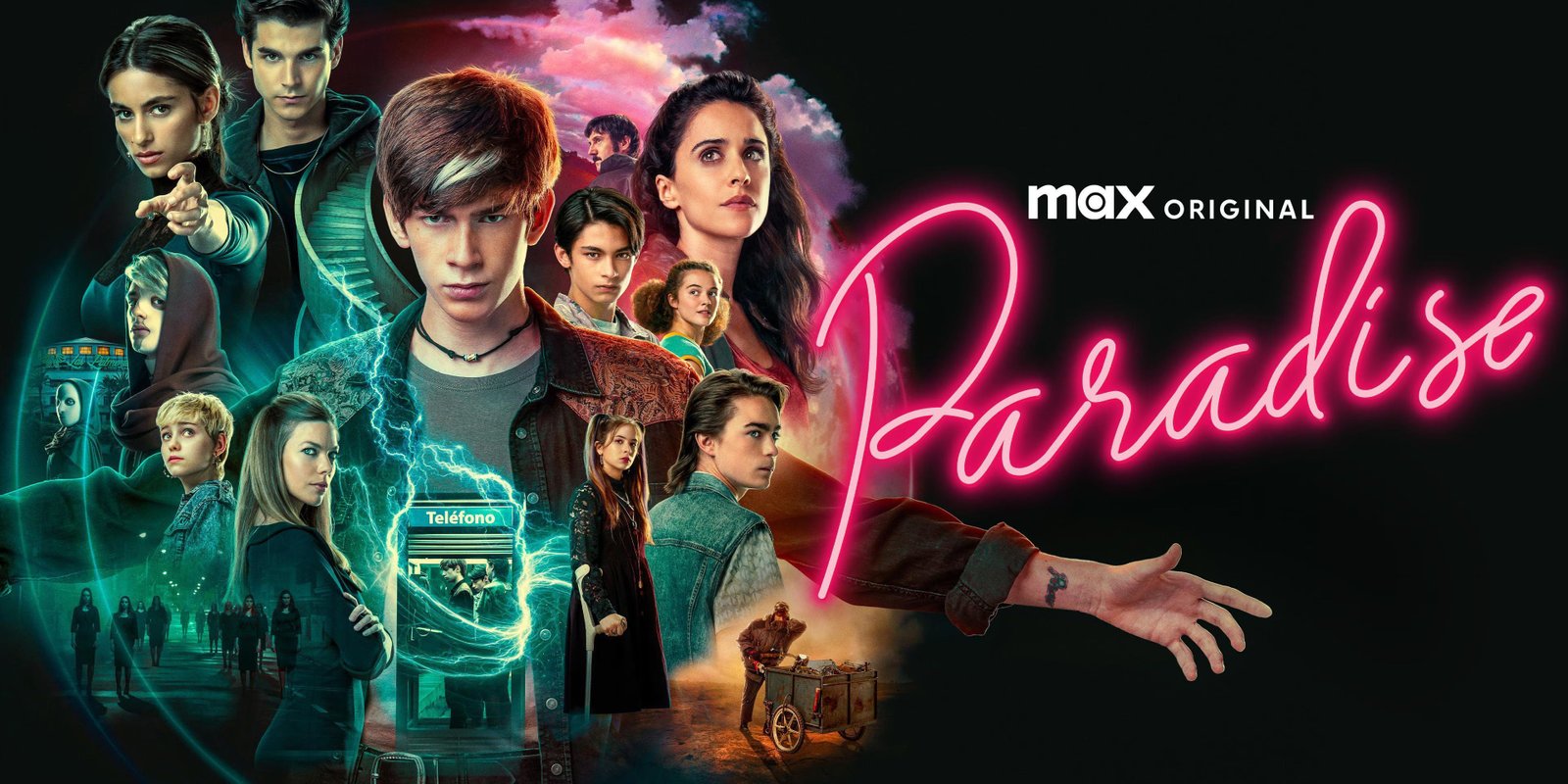 HBO Max's Paradise official poster, it gives of Stranger Things vibes with a more sci-fi aesthetic