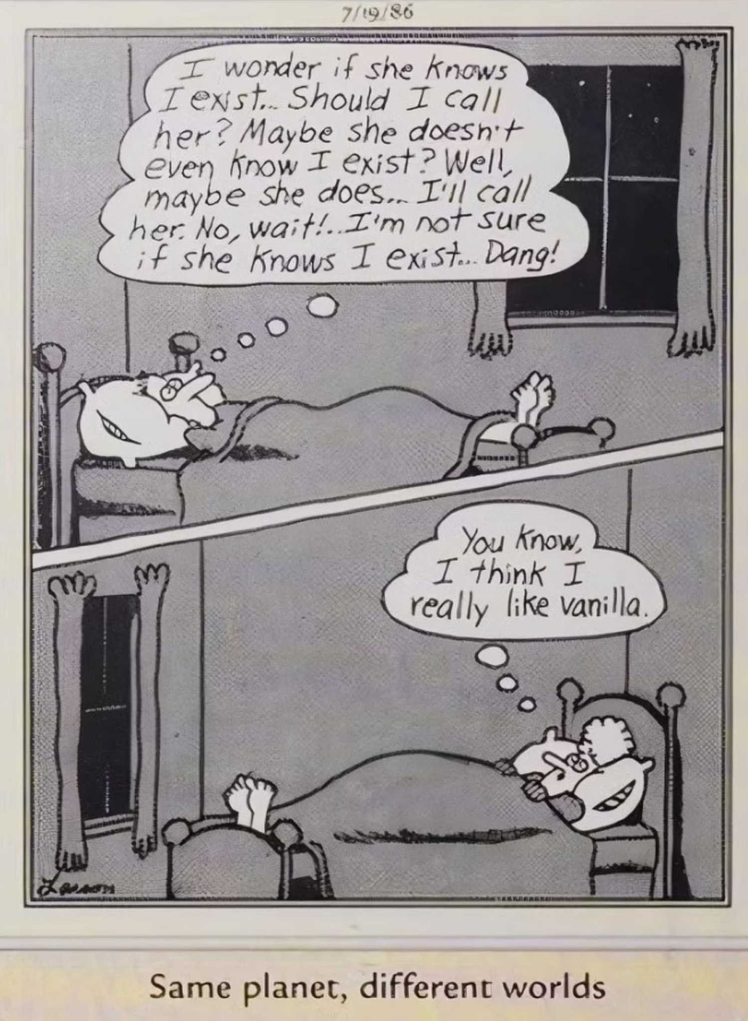 far side comics love romance same planet different worlds