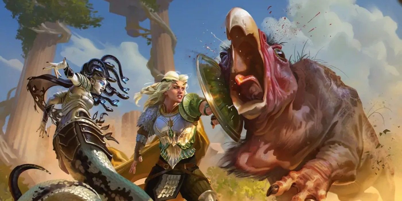 10 Best Homebrew Rules to Elevate Your D&D Campaign 3 Asteria fighting a monster in the desert in Deck Of Many Things key artwork.