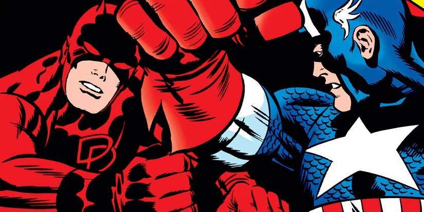 Captain America fighting Daredevil.