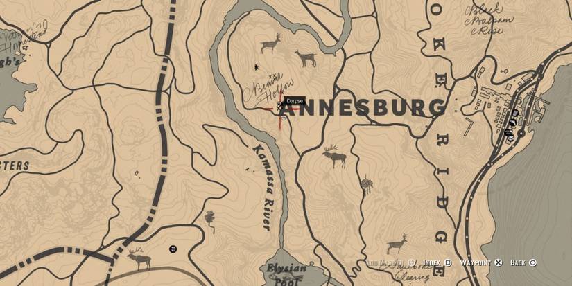 The location of Beaver Hollow on RDR2's map