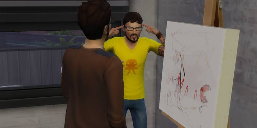 A screenshot from the video game The Sims 4 of Sims being angry.