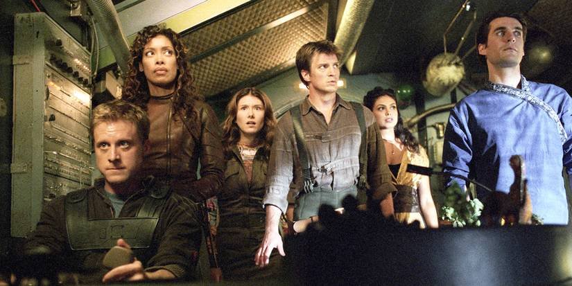 The crew aboard Serenity traveling through Reaver space