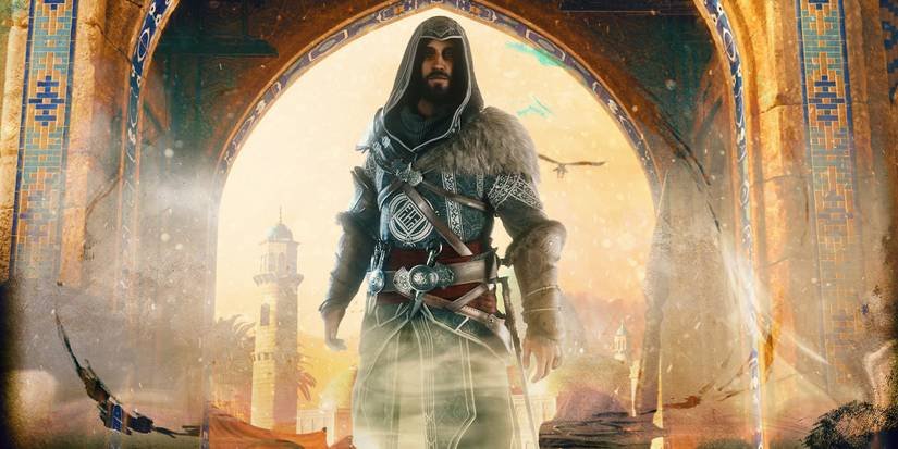 Basim wearing the Ezio costume in Baghdad in Assassin's Creed Mirage.