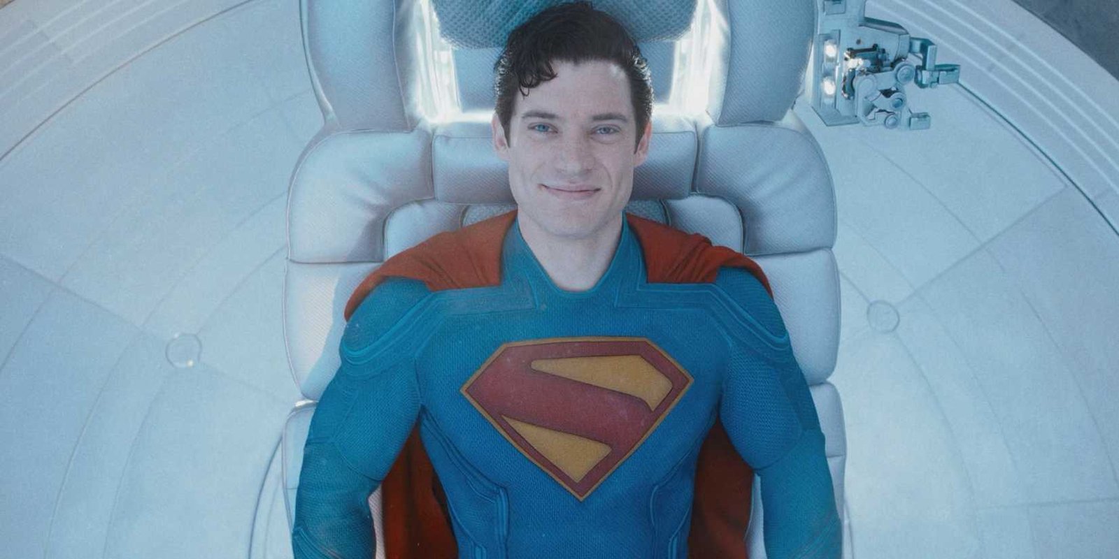 David Corenswet's Superman smiling at the end of the DCU movie