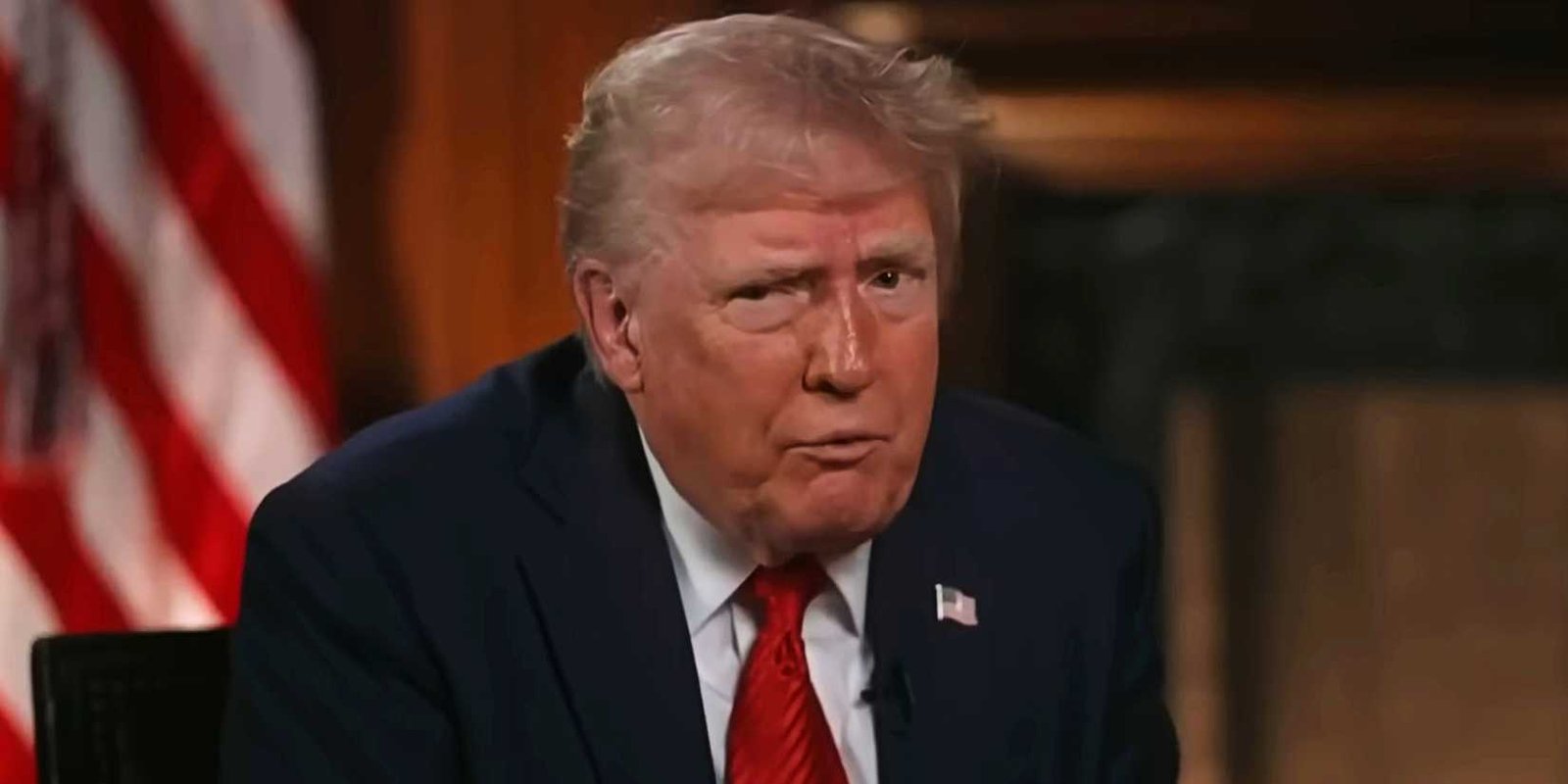 Trump looking off to the side as he speaks during an interview