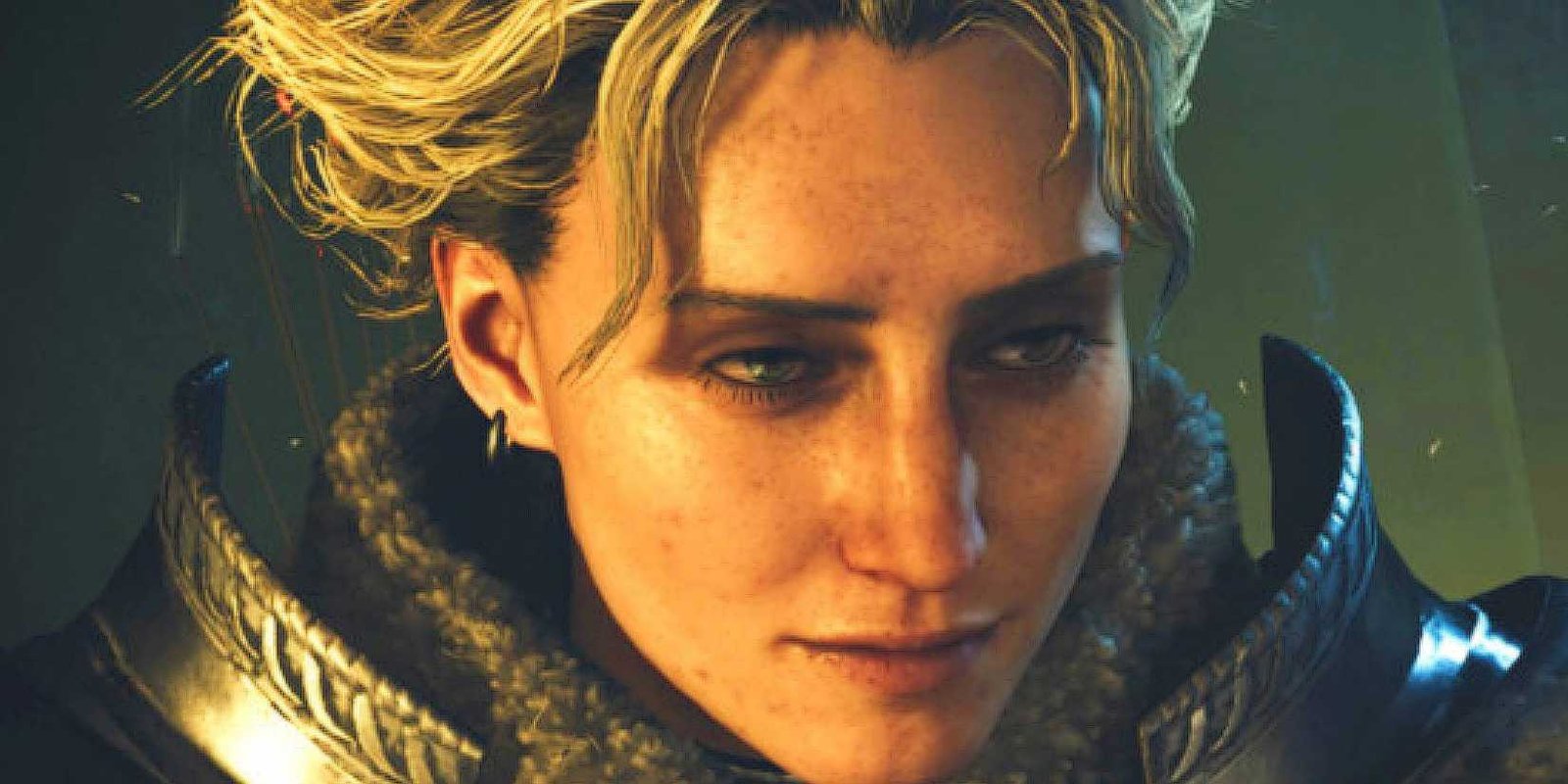 Olivia from Monster Hunter Wilds looking sad.