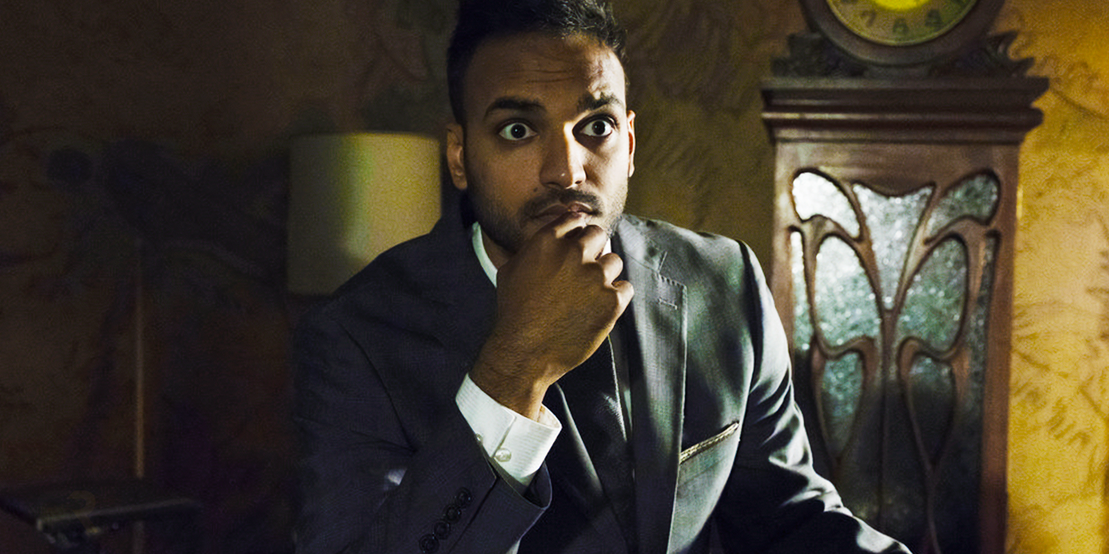 Arjun Gupta looking surprised as Penny Adiyodi in The Magicians
