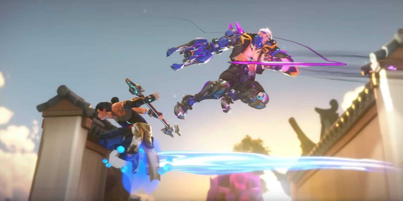 Overwatch 2 Wuyang and Hazard flying past each other