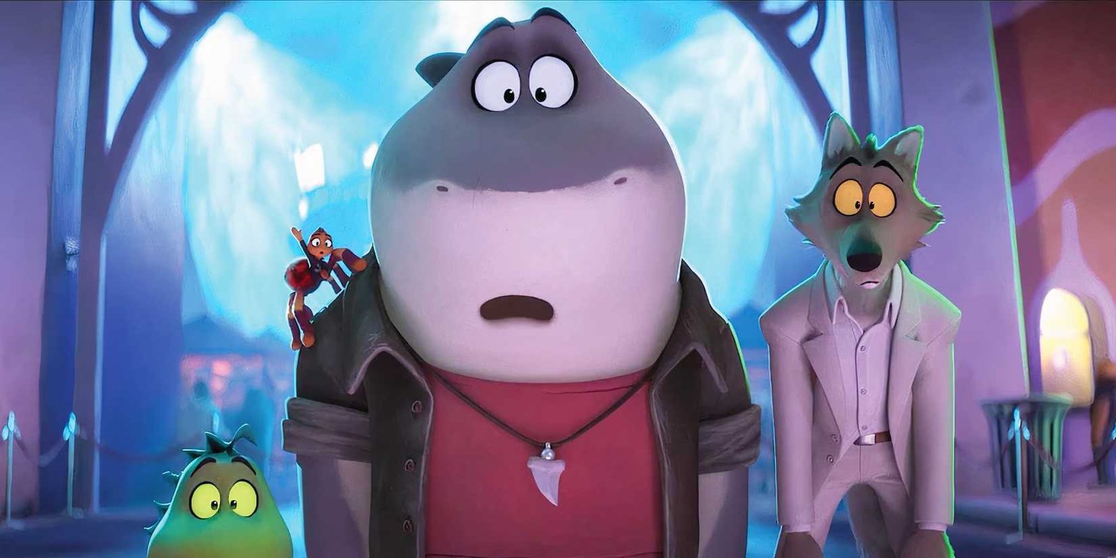 The bad guys looking shocked in The Bad Guys 2. 
