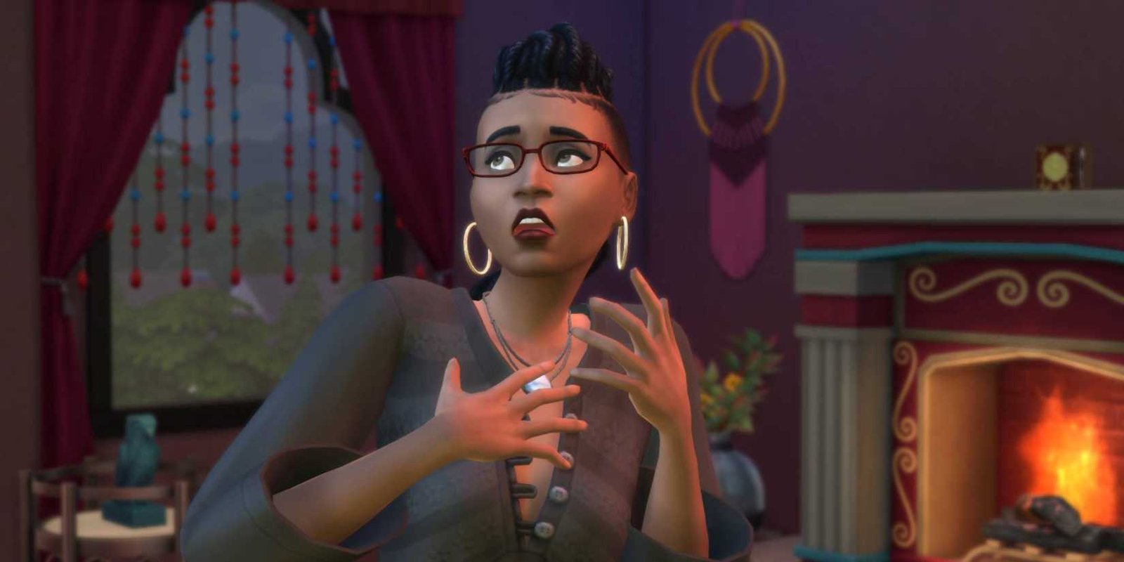 A scared looking Sim in The Sims 4.