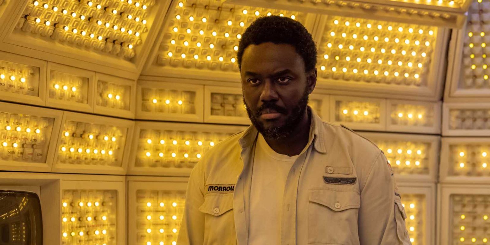 Babou Ceesay as Morrow looking serious aboard the Maginot in Alien Earth