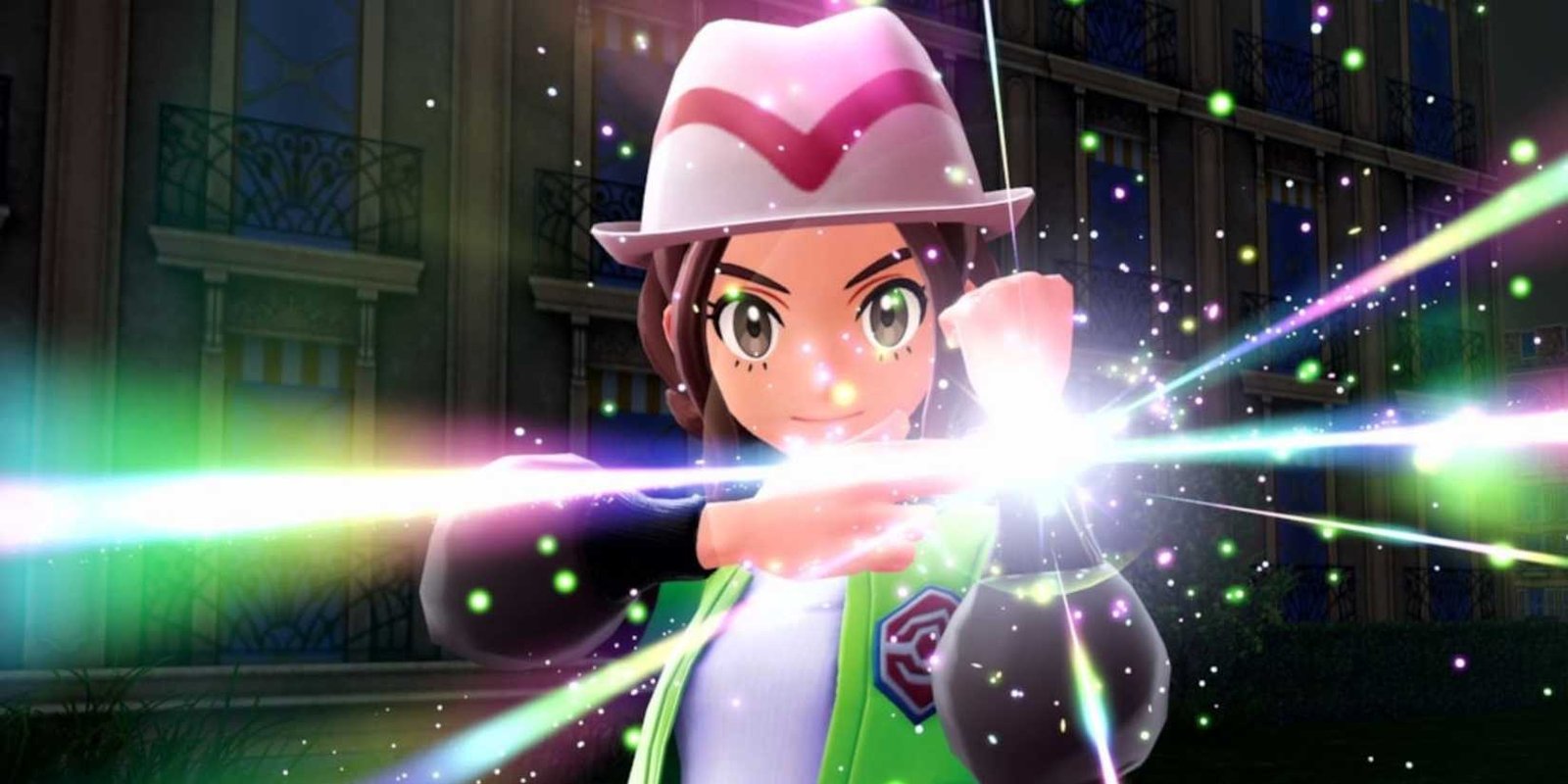 Pokemon Legends Z-A trainer holding up their wrist to activate a Mega evolution wristband