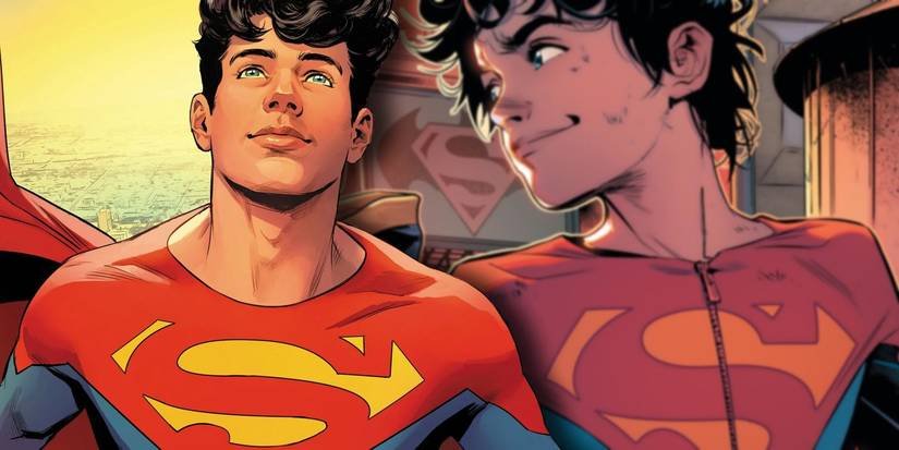 Comic book art: Jon Kent as both Superboy and Superman